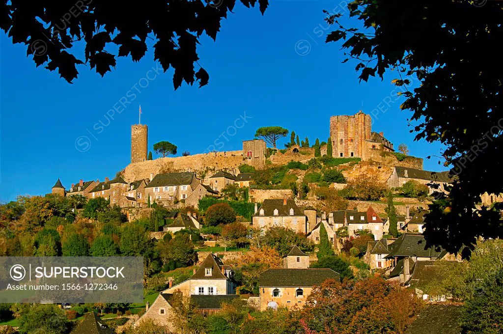 Turenne, Corrèze, Limousin, France. It is characterised by its height and unique position on top of a cliff. It is one of the most beautiful villages ...