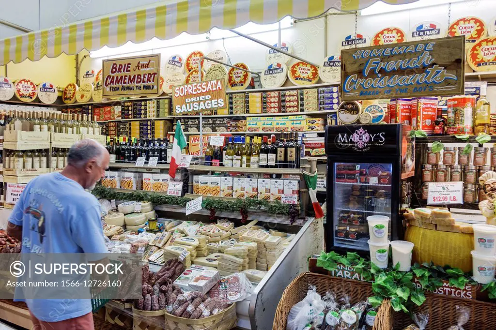 Florida, FL, South, Delray Beach, The Boys Farmers Market, grocery store, supermarket, inside, shopping, display, sale, food, cheese,
