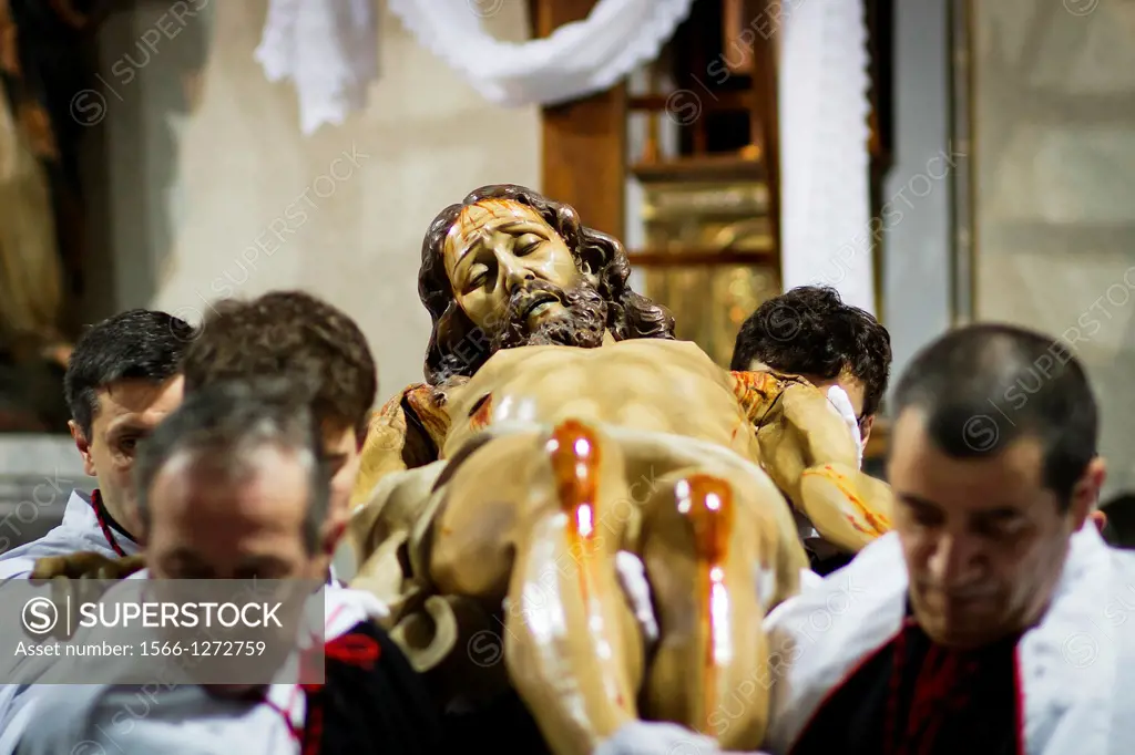 a brotherhood moved to crucified Jesus Christ inside the chuch of Lugo, Galicia