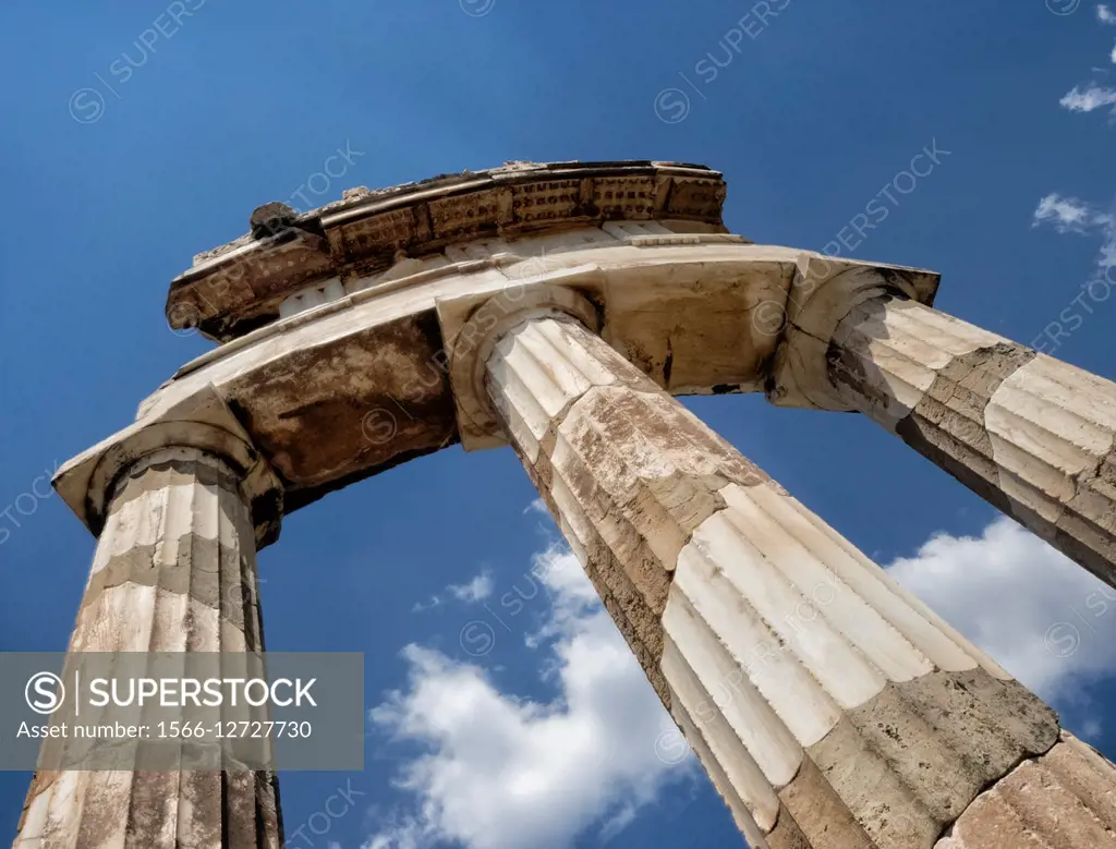 Greece, Delphi, Tholos Temple in Sanctuary of Athena Pronaia