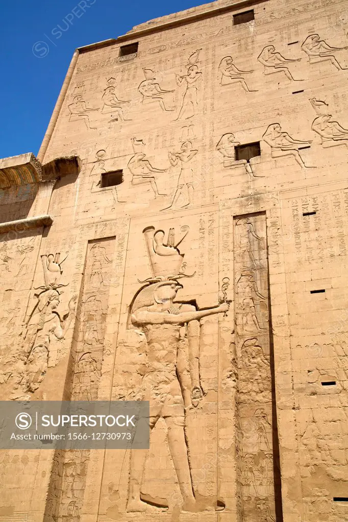 Relief Depicting Horus (right), Pylon, Temple of Horus, Edfu, Egypt
