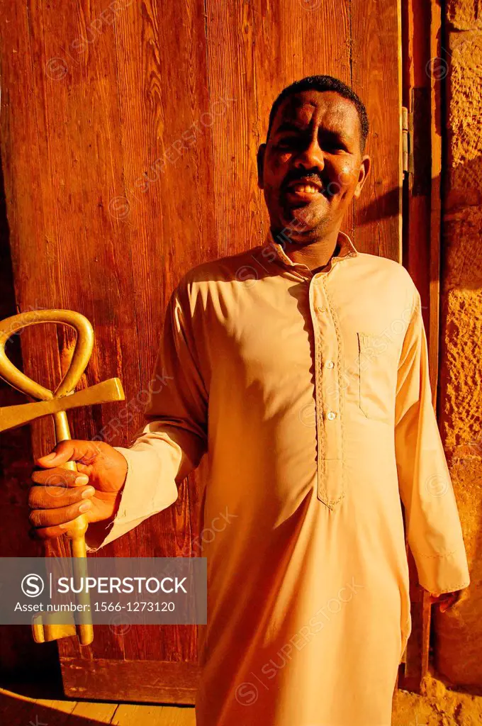 Egypt- Guardian with the ""Key of Life"", key of the Great Temple.The Abu Simbel temples temples in Abu Simbel (  in Arabic) in Nubia, southern...
