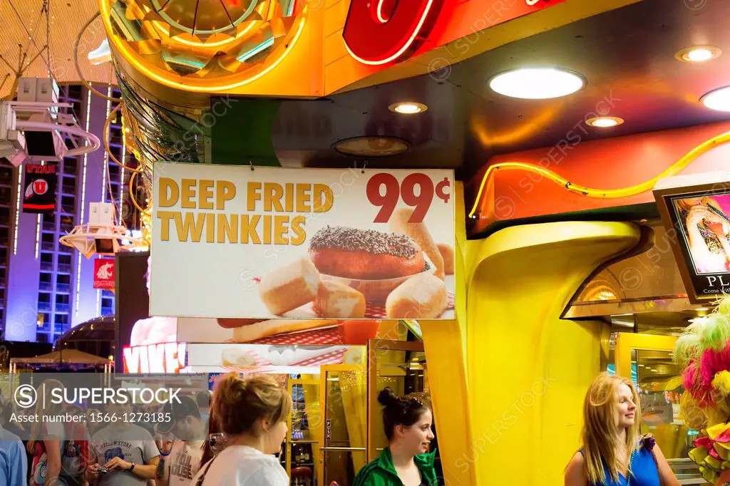 Las Vegas, Nevada - A shop sells deep-fried twinkies on Fremont Street in downtown Las Vegas.