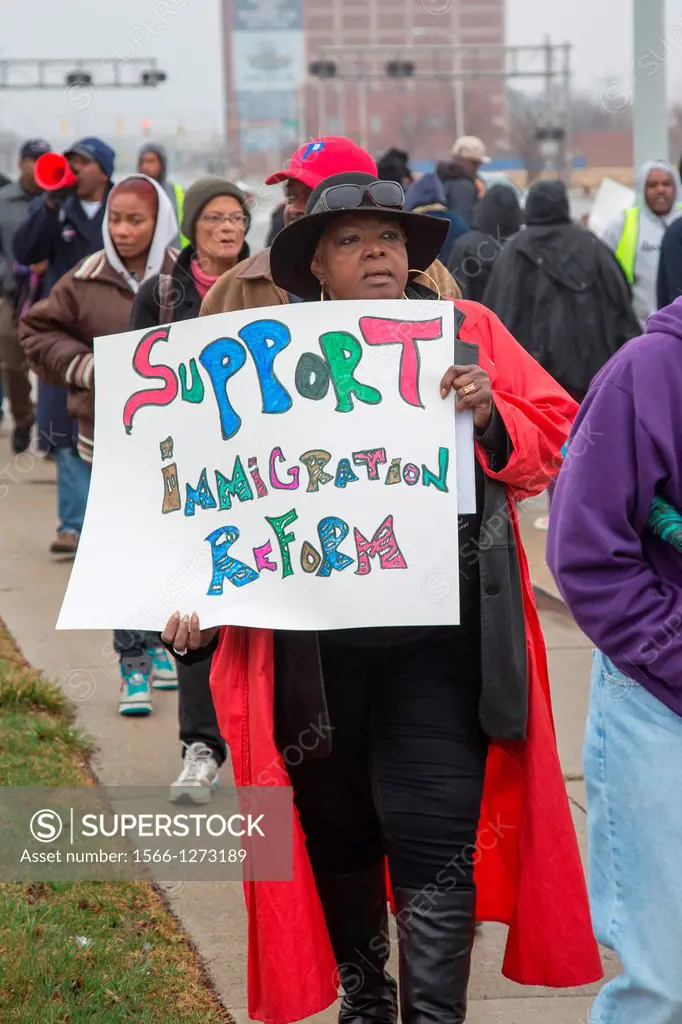 Detroit, Michigan - Labor groups picket the office of the U.S. Citizenship and Immigration Services, calling for Congressional passage of immigration ...