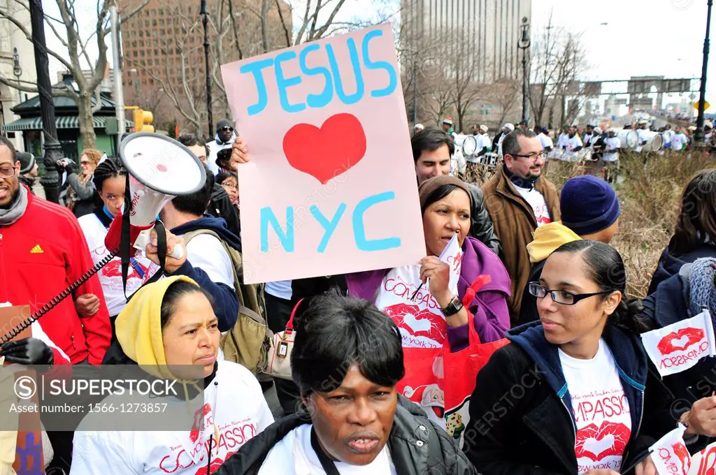 Youth, young adults, and adults of the Seventh-Day Adventist Church march across the Brooklyn Bridge during the annual Anti-Violence Compassion” rall...