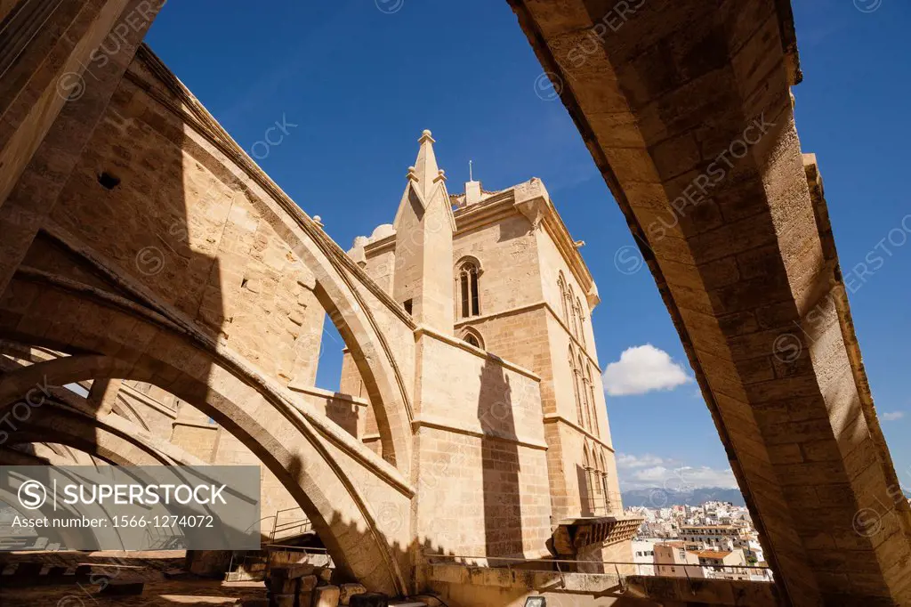 buttresses, Mallorca Cathedral, XIII Century, Historical Artistic Monument, Palma, Mallorca, Balearic Islands, Spain, Europe