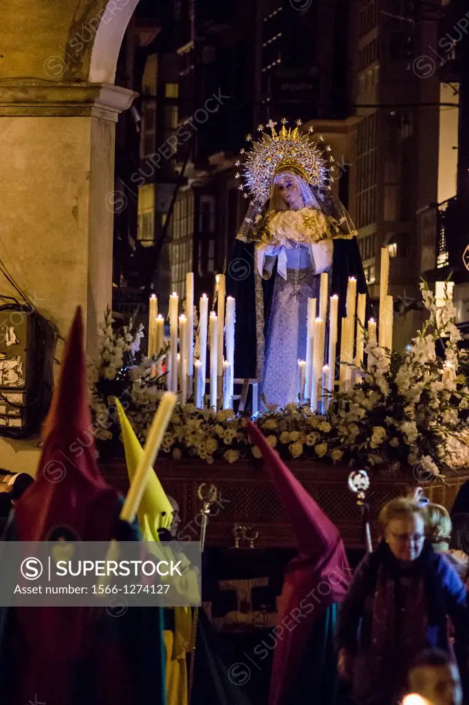 brothers in the main square, - Plaza Major-Holy Thursday procession, Palma, Mallorca, Balearic Islands, Spain