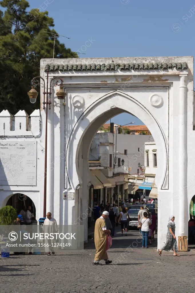 Gates to Medina, old city, Tangier, Tanger, Morocco.