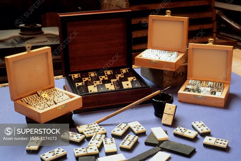 dominoes game set, Nacre and Tabletterie Museum of Meru, Oise department, Picardy region, France, Europe