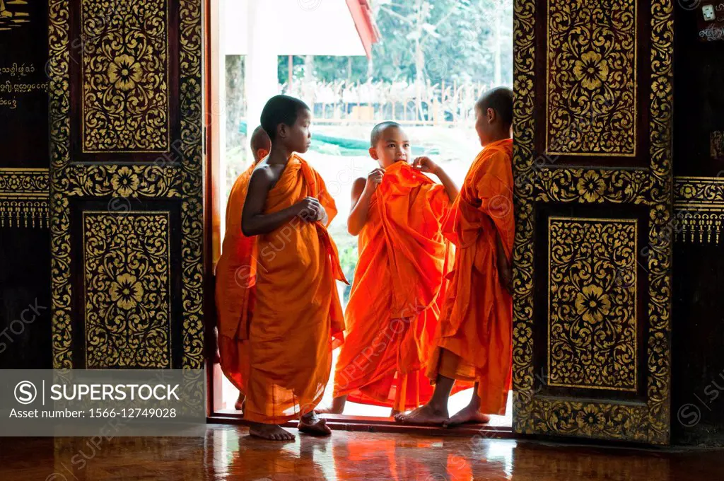 Little monks at Wat In monastery at Kengtung, Myanmar