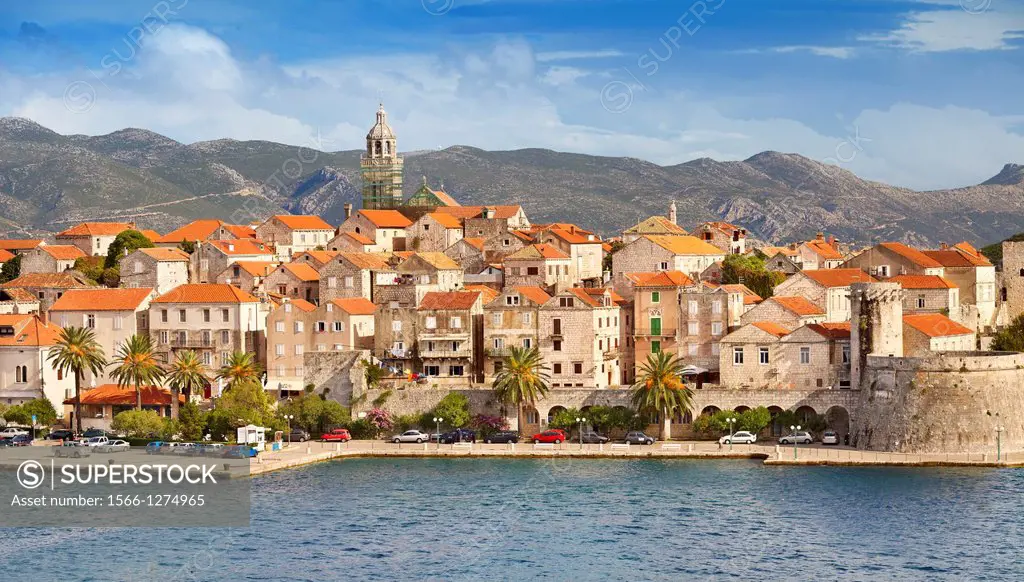 Croatia - Korcula Island, Korcula Old Town and harbor, Dalmatia, Croatia.