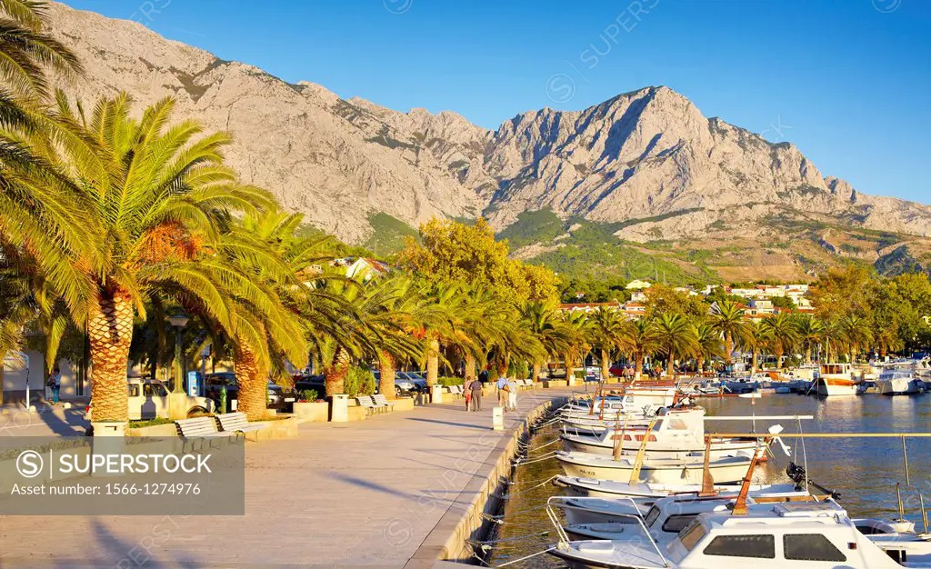 Croatia - Makarska Riviera, harbor in the Baska Voda village, Dalmatia, Croatia.