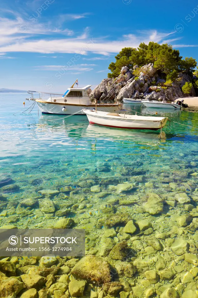 Croatia - Makarska Riviera, beach at Brela Village, Dalmacia, Croatia.