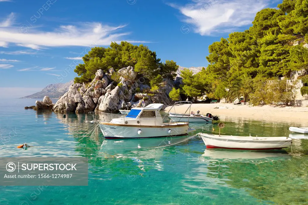 Croatia - Makarska Riviera, beach at Brela Village, Dalmacia, Croatia.