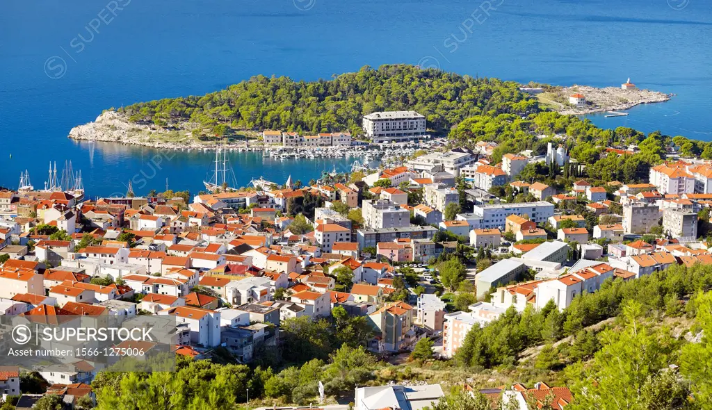 Croatia - Makarska Riviera, aerial view of Makarska Village, Dalmatia, Croatia.