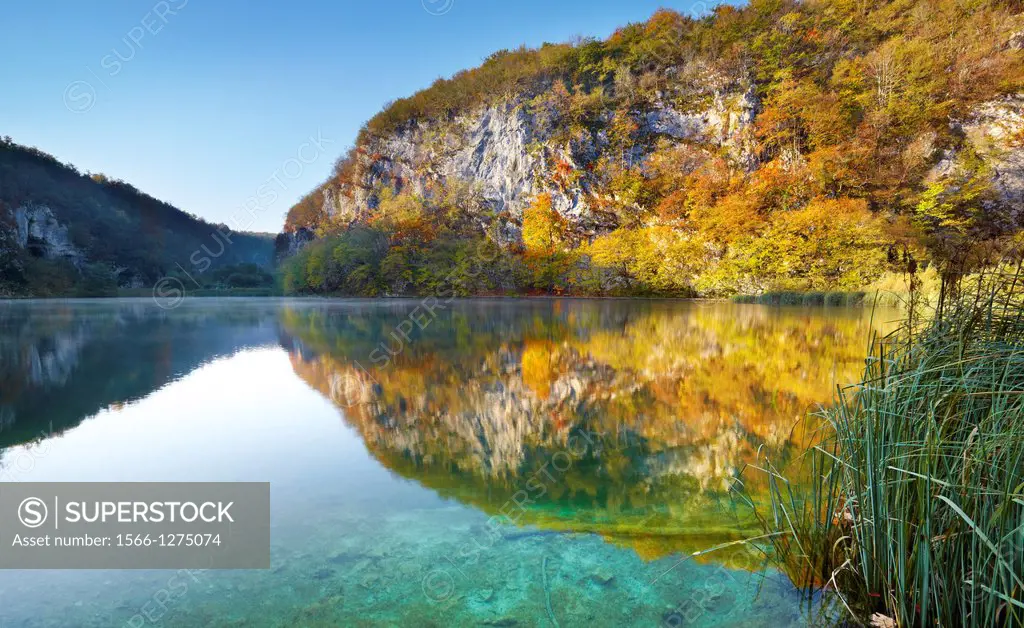 Croatia - Plitvice Lakes National Park, autumn landscape of Plitvice protected area, central Croatia, UNESCO.