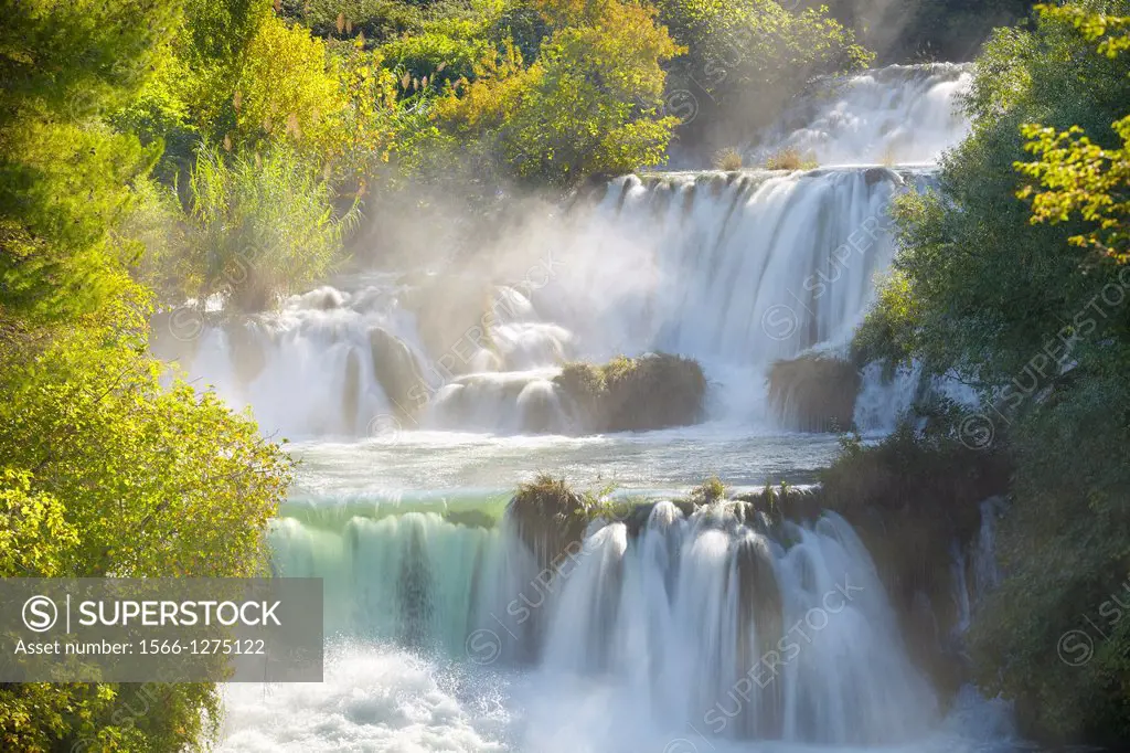 Croatia - autum scenery in Krka National Park, waterfall on the Krka River, Croatia.