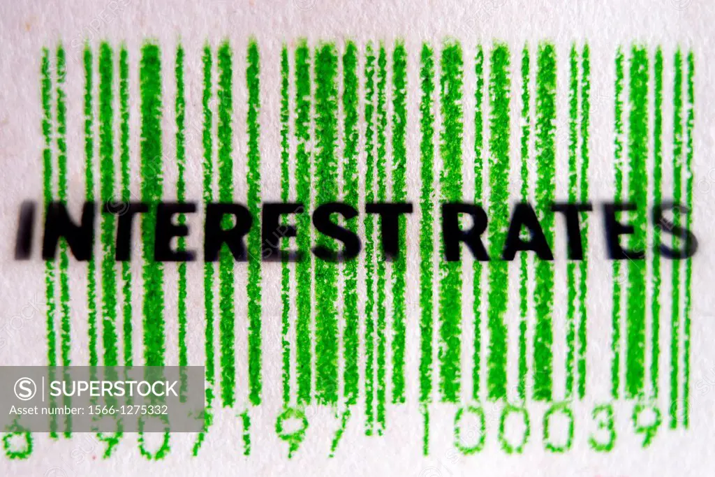 Graphic of economy, Interest rates on a barcode