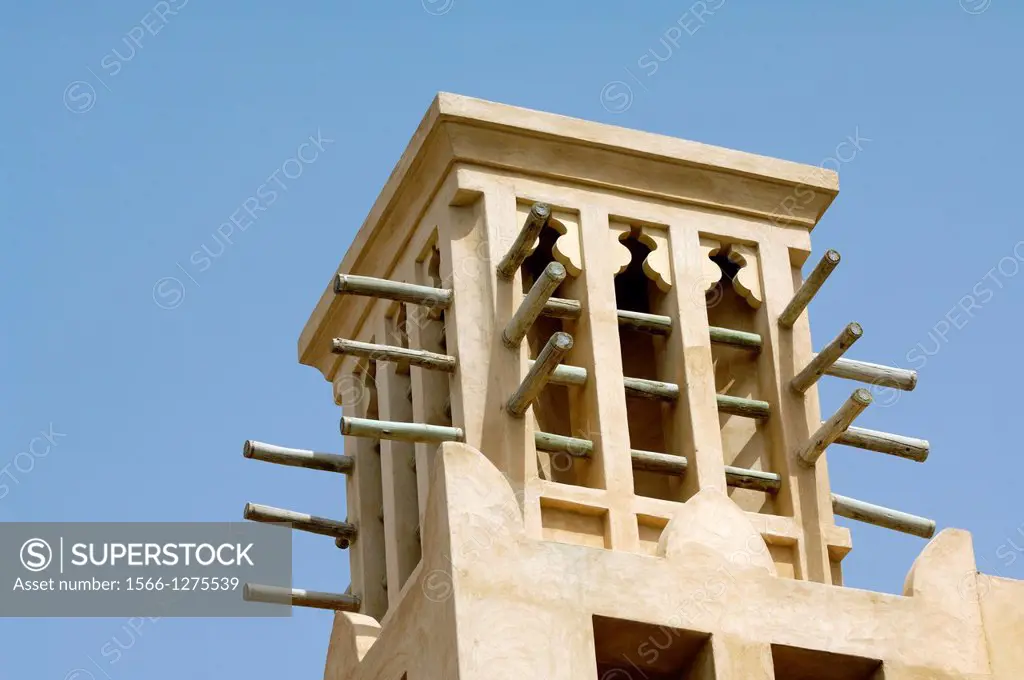traditional windcatcher structure. dubai. united arab emirates.