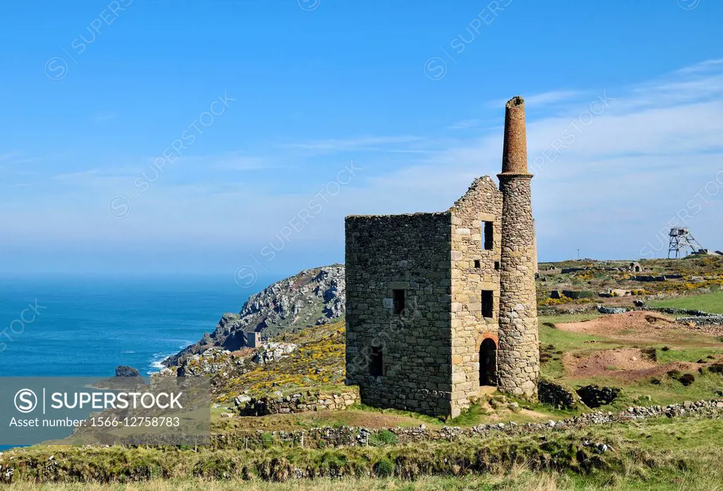 an old tin mine at botallack near pendeen in cornwall, england, uk.