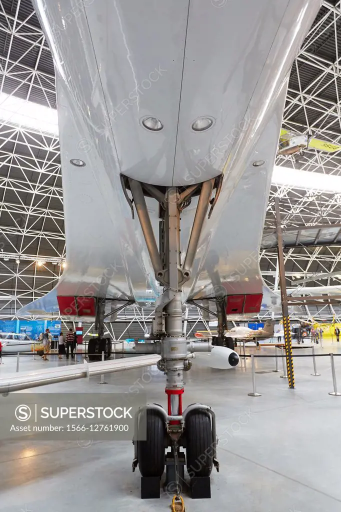 Landing gear. Concorde aircraft. Aeroscopia. Aeronautical Museum. Toulouse. Haute Garonne. France.