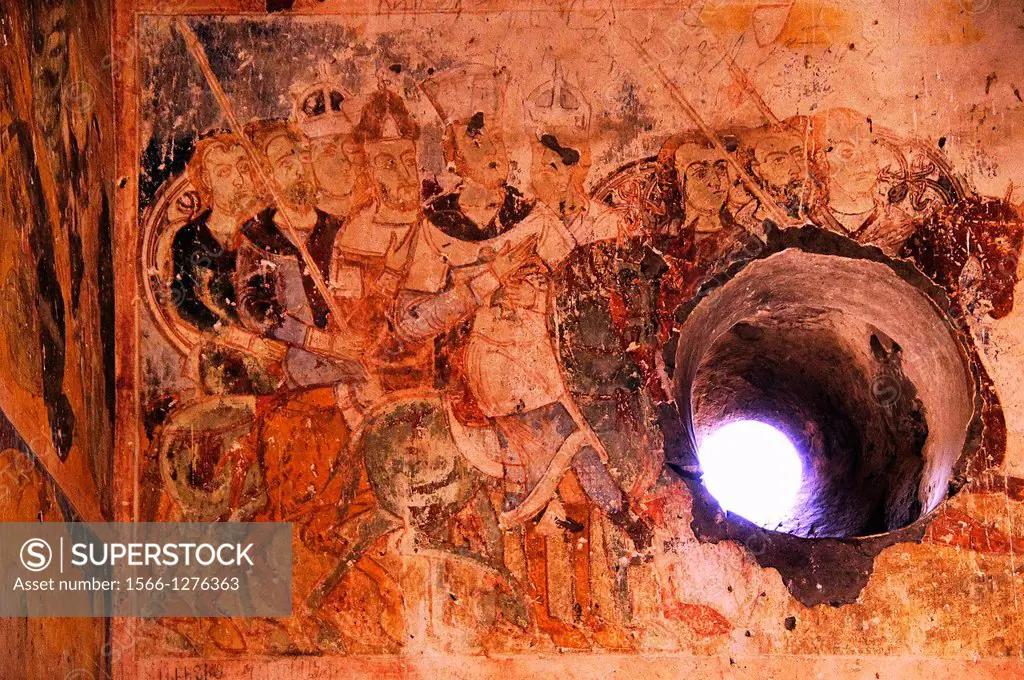 Wall painting in the medieval Armenian Sirli Kilise (Church of St Gregory of Tigran Honents, 1215), Ani, Anatolia, Turkey