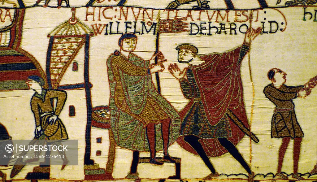 France-Normandie-Calvados- Bayeux:Bayeux Tapestry. The Bayeux Tapestry is an embroidered clothnot an actual tapestrynearly 70 metres (230 ft) long, ...