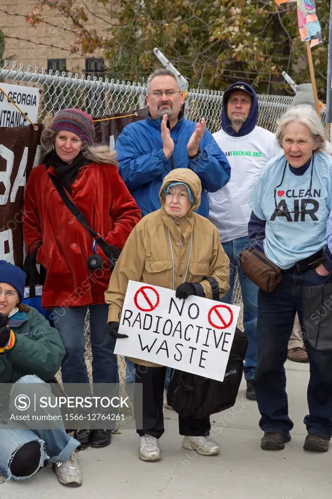 Detroit, Michigan - Neighbors and environmentalists protest a plan to allow U. S. Ecology´s waste facility to accept higher amounts of radioactive was...