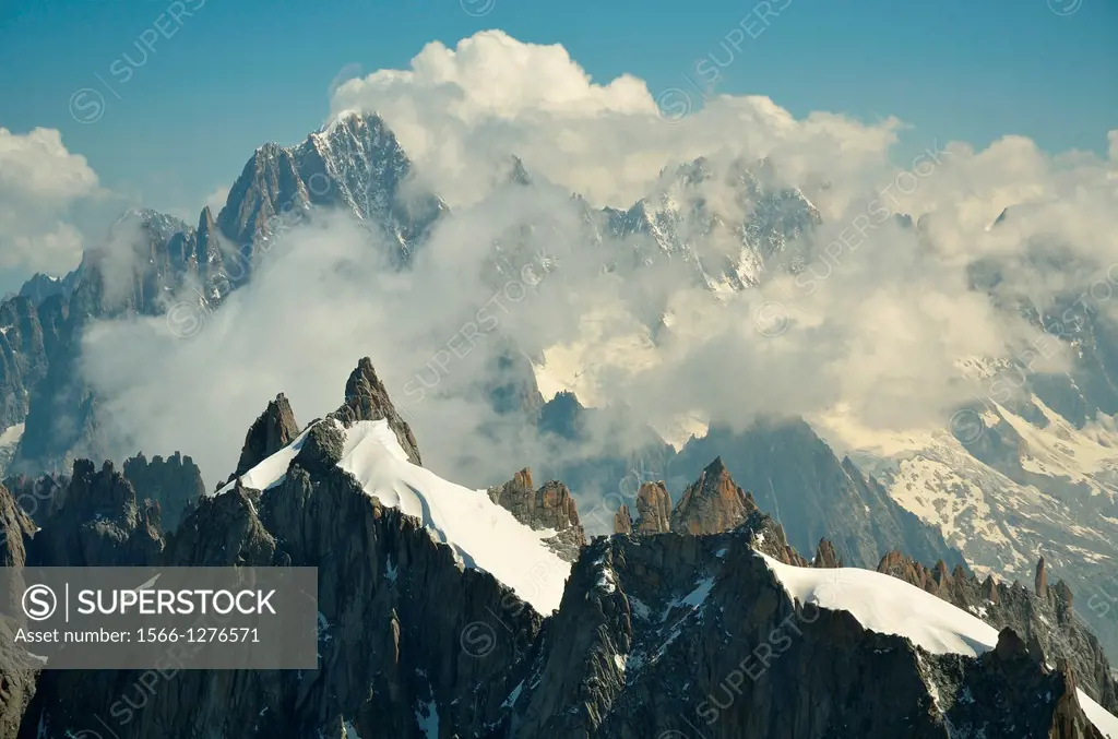 Aiguilles de Chamonix, near Mont Blanc. French Alpes