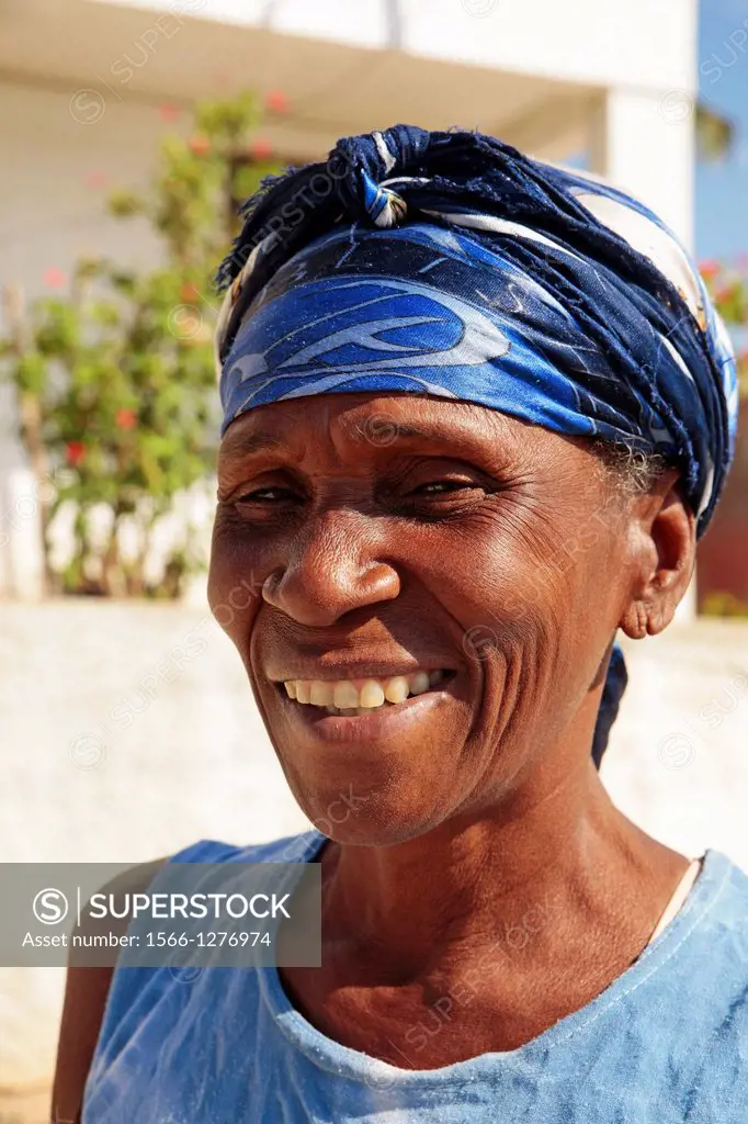 portrait of a woman on the island Cayo Granma, island near Santiago de Cuba, Cuba, Carribean.