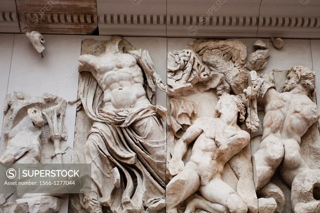 Zeus & Porphyrion, East Frieze, Gigantomachy Frieze, Pergamon Altar, West frieze (left side, at the north risalit) Nereus, Oceanus, Pergamon Museum, M...