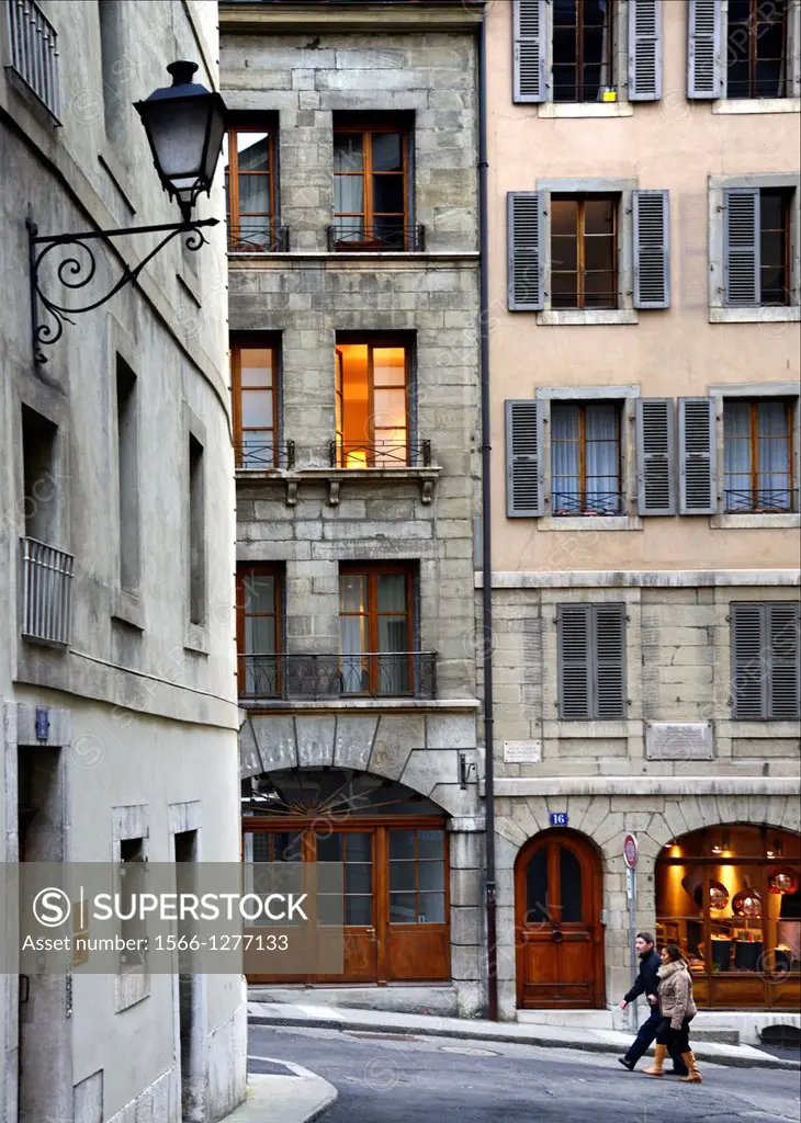 streets next to Place de Bourg-de-Four, old town of Geneva, Switzerland