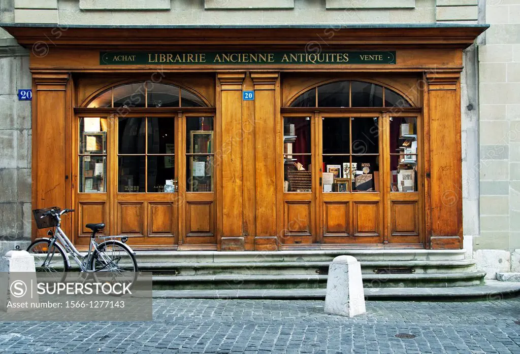 old fashioned bookshop, old town, Geneva, Switzerland