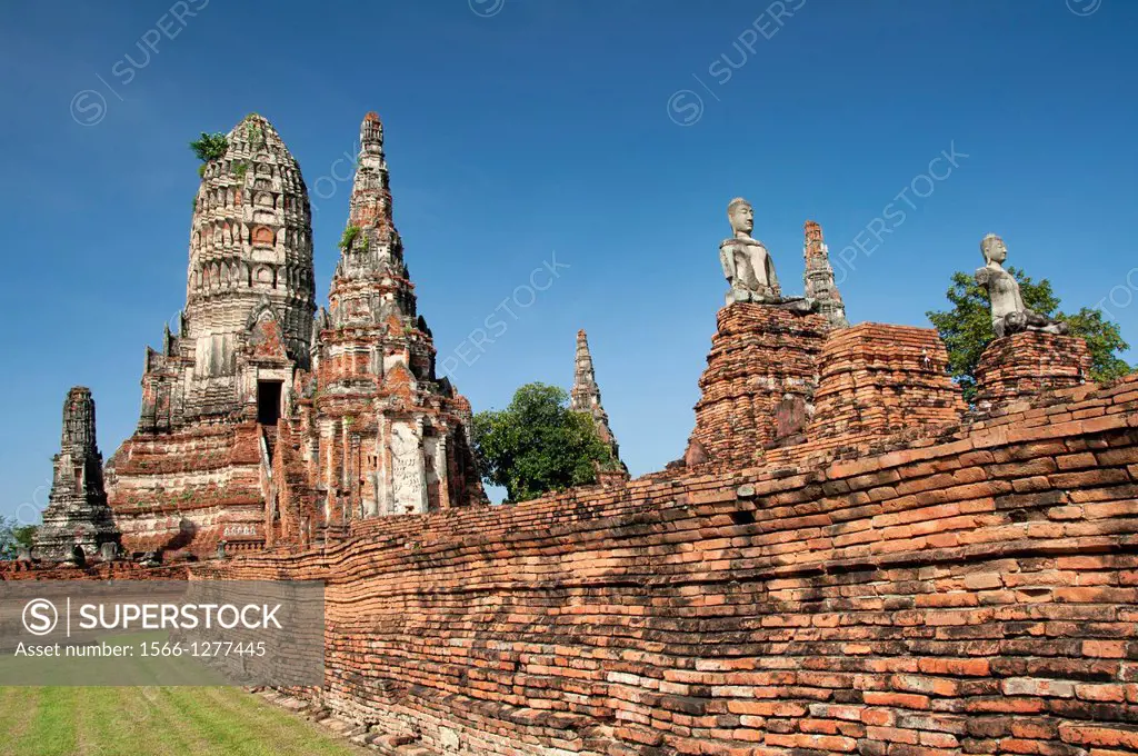 Wat Chai Watthanaram temple made of bricks. Thailand, Ayutthaya, Wat Chai Watthanaram.