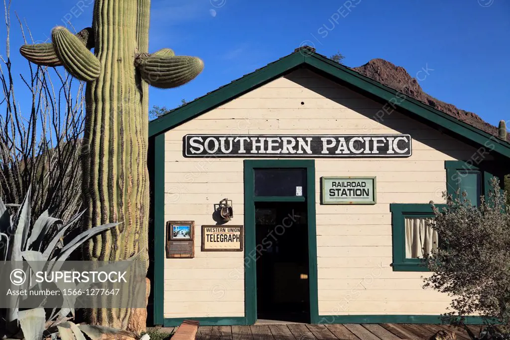 Railroad station building in Old Tucson Studios. Tucson. Arizona. USA