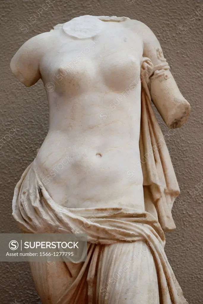 Ruined marble statue of Venus or Aphrodite naked torso at Ephesus Museum Turkey
