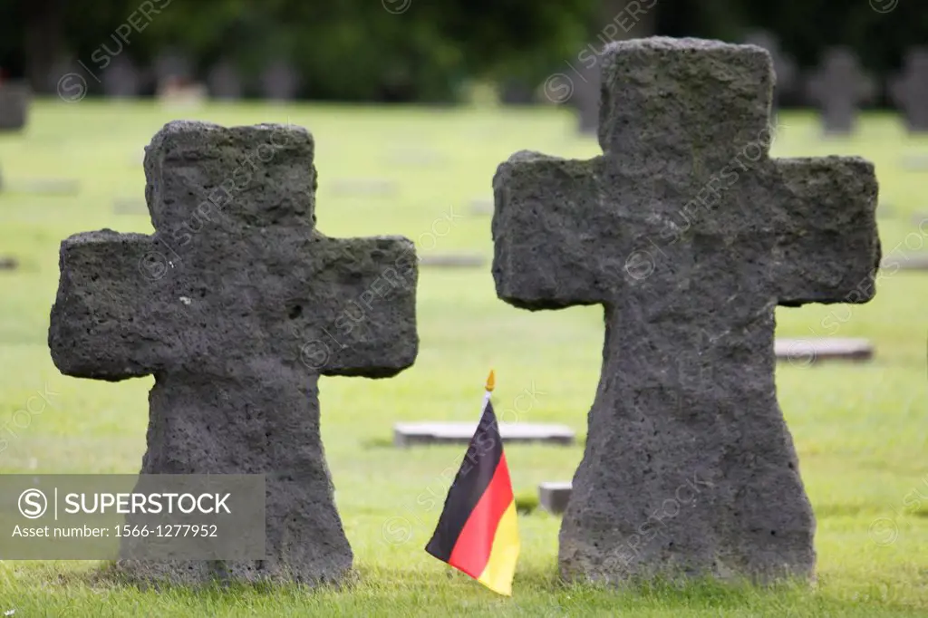 German military cemetery of World War II, La Cambe, Calvados, Basse-Normandie, France.