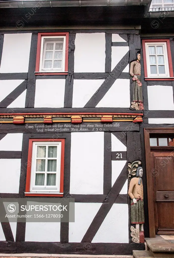 wood carving on house, Alsfed Germany