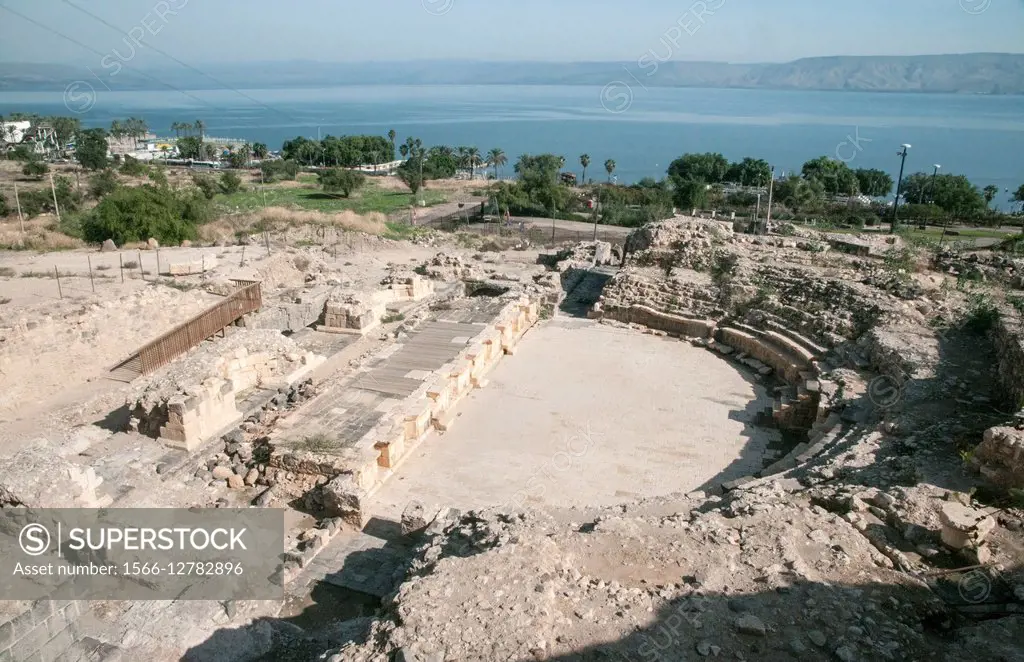 The excavation of the Roman ruins of Tiberias, The ruins are south of Todays Tiberias, Israel. The Roman Theatre.