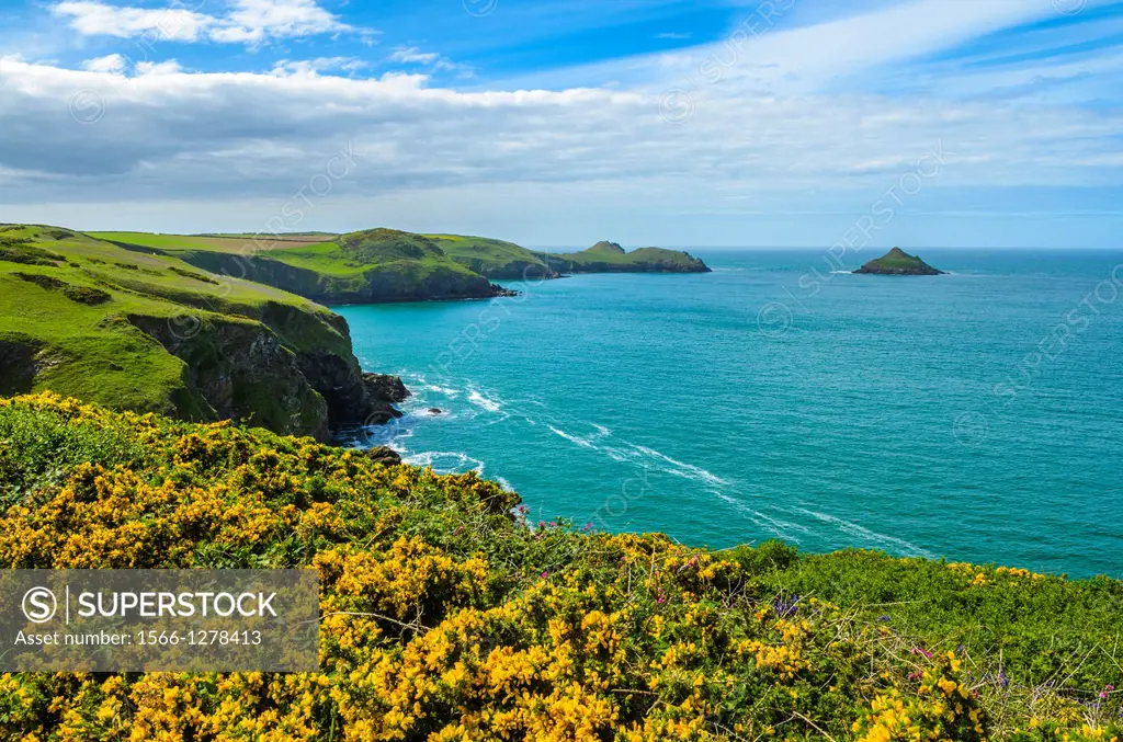 Carnweather Point and Rumps Point on the Pentire Peninsula near Polzeath, Cornwall, England.