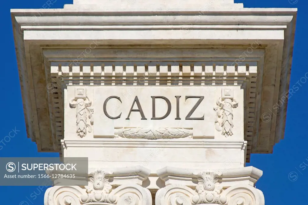 Cadiz (Spain). Detail of the Monument to the Cortes of 1812 in the city of Cadiz,.
