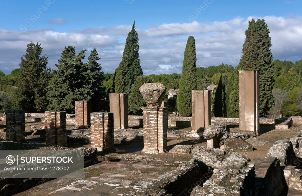 Exedra House, Roman ruins of Italica - 2nd century, Santiponce, Seville-province, Spain.