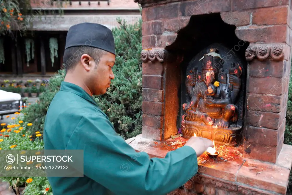 Nepal, City of Katmandu, the Dwarika Hotel founded by Dwarika Das Shrestha is the best nepalese place , built with traditional materials and historic ...