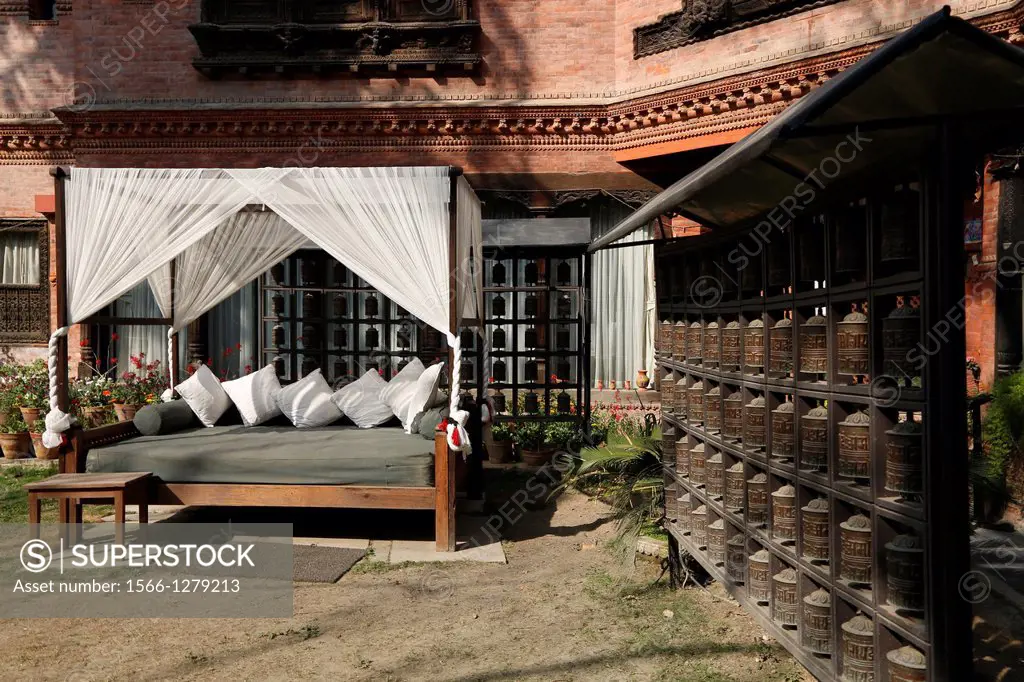 Nepal, City of Katmandu, the Dwarika Hotel founded by Dwarika Das Shrestha is the best nepalese place , built with traditional materials and historic ...