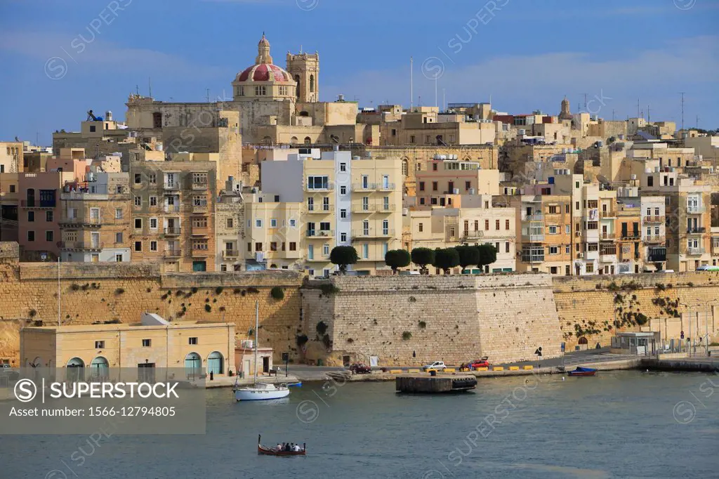 View of Senglea from Valletta, Malta.