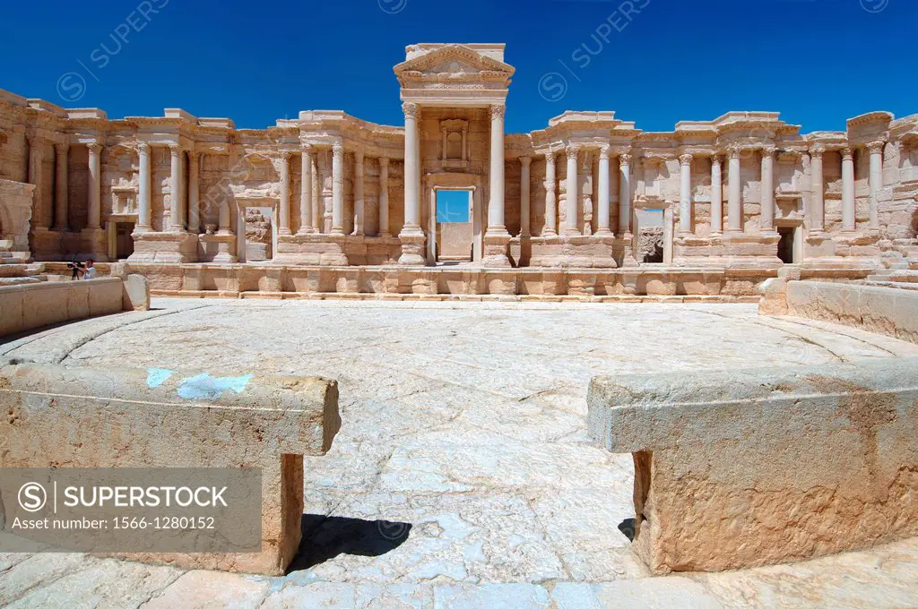 Palmyra's theater, or amphitheater in the ancient city in Palmyra, Syria