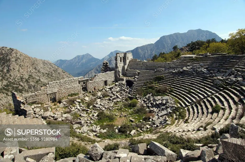 Theater, Antique city of Termesos (Termessus) Taurus Mountain, Turkey, Western Asia.