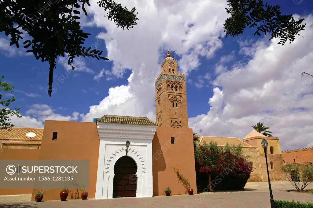 Mosque and minaret of the Koutoubia XII century. Marrakech. Morocco. Maghreb. Africa.