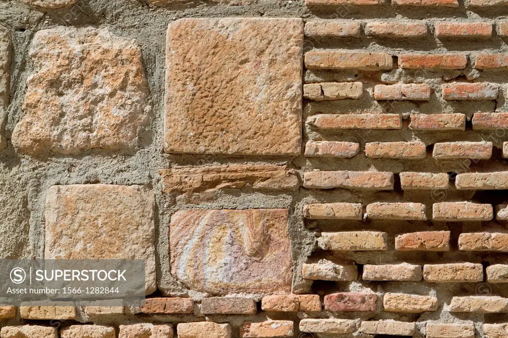 Detail of a traditional wall of briks in Almagro, small village declarated Historical-Artistic Site. Route of Don Quijote. Ciudad Real province. Casti...