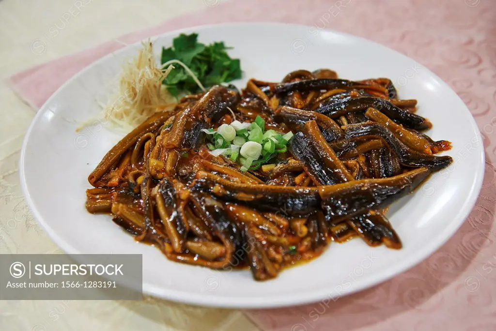 Sauted baby eel at Ningfulou, a restaurant specializing in cuisine from Jiangsu, an eastern Chinese province that borders Shanghai.